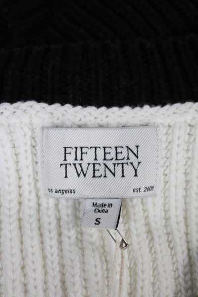 Fifteen Twenty Womens White V-Neck Acrylic Sleeveless Sweater Vest Size S