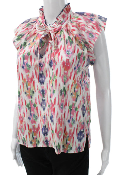 Dylan Womens Multicolor Cotton High Neck Sleeveless Geometric Blouse Size S