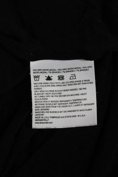 Amour Vert Womens Black V-Neck Long Sleeve Basic Tee Modal Size S