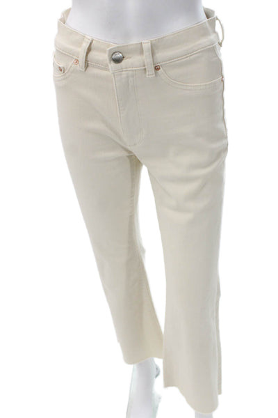DL1961 Womens Bootcut Jeans Ivory Cotton Mid Rise Inseam 27 Size 26