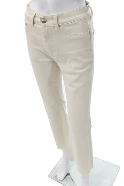 DL1961 Womens Bootcut Jeans Ivory Cotton Mid Rise Inseam 27 Size 26