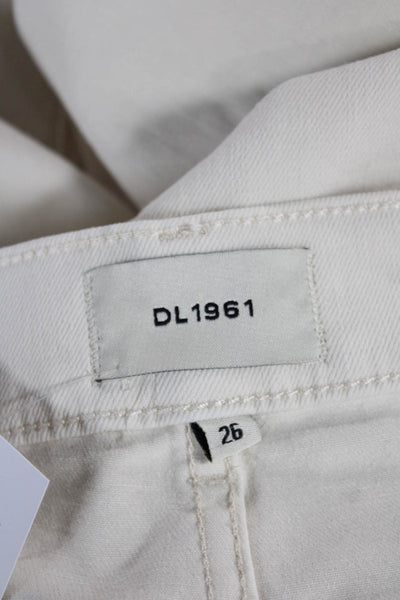 DL1961 Womens Bootcut Jeans Ivory Cotton Mid Rise Inseam 27 Size 26