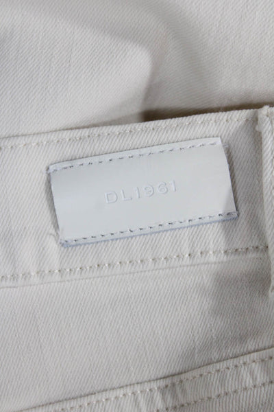 DL1961 Womens Bootcut Jeans Ivory Cotton Mid Rise Inseam 27 Size 26