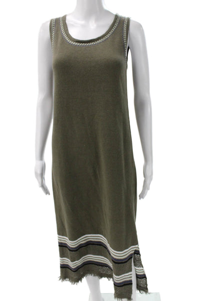 Lisa Todd Women Tank Dress Green Cotton Sleeveless Knee Length Size S