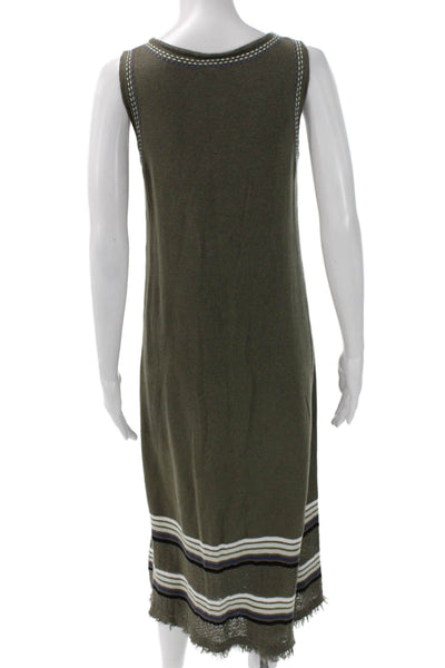 Lisa Todd Women Tank Dress Green Cotton Sleeveless Knee Length Size S
