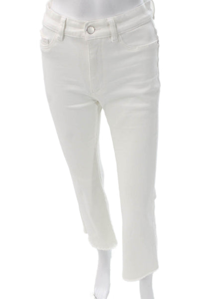 DL1961 Women Cropped High Rise White Jeans Button Closure Size 26
