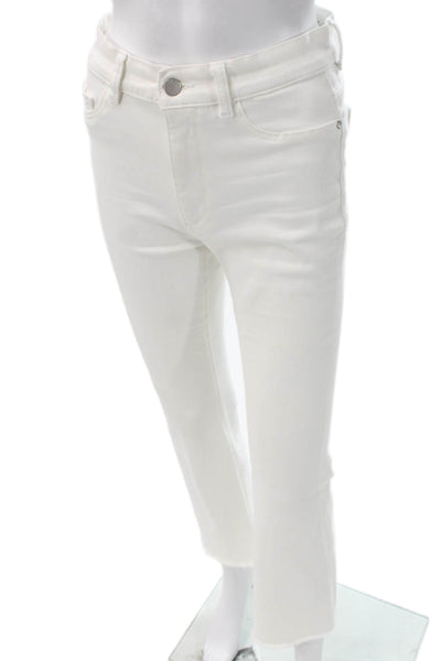 DL1961 Women Cropped High Rise White Jeans Button Closure Size 26