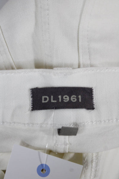 DL1961 Women Cropped High Rise White Jeans Button Closure Size 26
