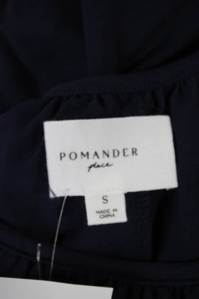Pomander Place Women Sheath Dress Blue Scoop Neck Short Sleeve Cotton Size S