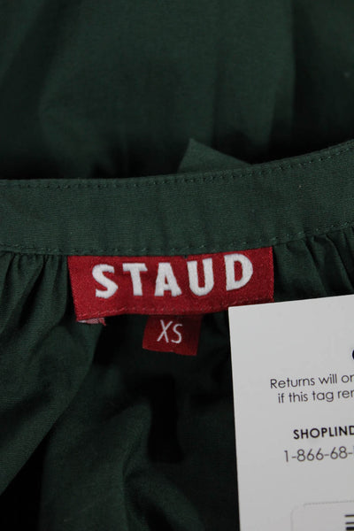 Staud Womens Shirt Dress Green Cotton Half Sleeve Round Neck Size XS