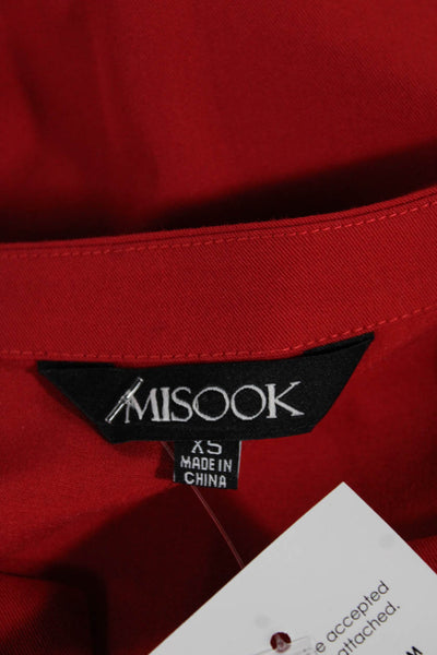 Misook Women Maxi Dress Red Short Sleeve Round Neck Size XS