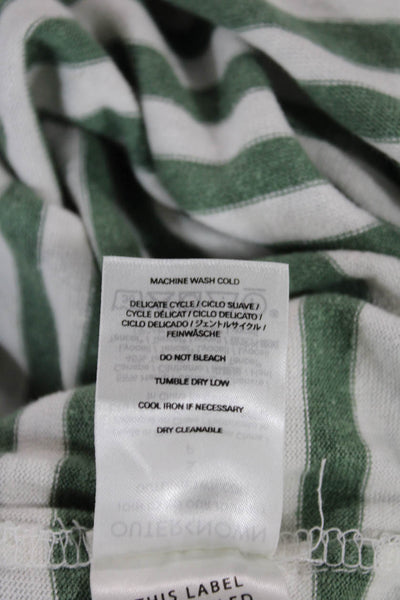 Outerknown Women Green Cotton Striped Maxi Dress Short Sleeve Round Neck Size S