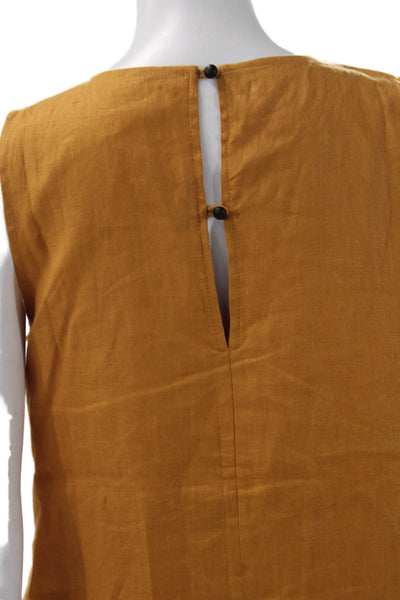 FIBFLX Womens Orange Trapeze Swing Linen Midi Dress Sleeveless Size S