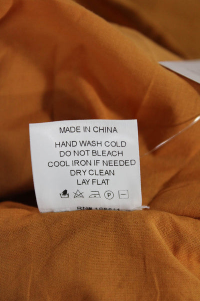 FIBFLX Womens Orange Trapeze Swing Linen Midi Dress Sleeveless Size S