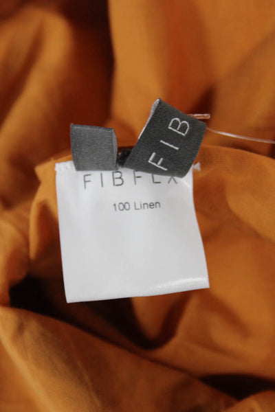 FIBFLX Womens Orange Trapeze Swing Linen Midi Dress Sleeveless Size S