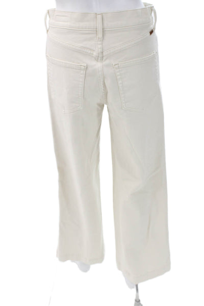 AYR Women Wide-Leg Jeans Ivory Cotton Button 28in Inseam Size 26