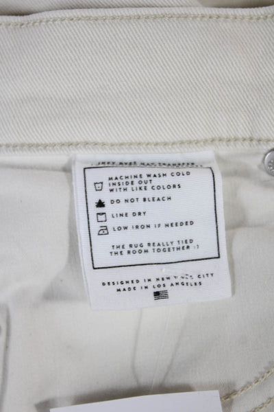AYR Women Wide-Leg Jeans Ivory Cotton Button 28in Inseam Size 26
