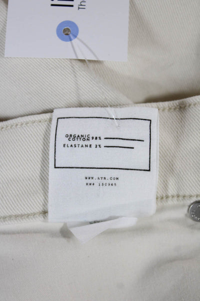 AYR Women Wide-Leg Jeans Ivory Cotton Button 28in Inseam Size 26