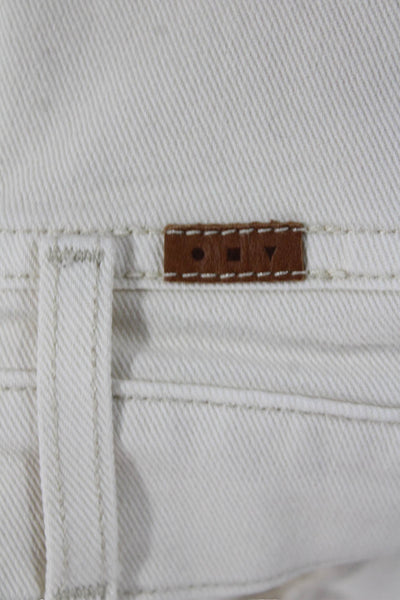 AYR Women Wide-Leg Jeans Ivory Cotton Button 28in Inseam Size 26