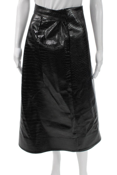 Toccin Womens A-Line Faux Leather Animal Print Long Skirt Tie Size 2