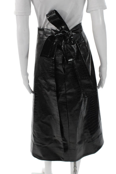 Toccin Womens A-Line Faux Leather Animal Print Long Skirt Tie Size 2