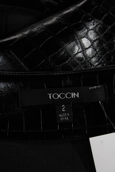 Toccin Womens A-Line Faux Leather Animal Print Long Skirt Tie Size 2