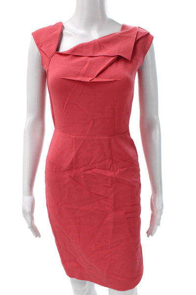 Roland Mouret Women Sheath Dress Pink Cowl Neck Knee-Length Size 4