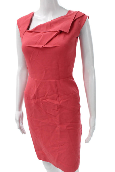 Roland Mouret Women Sheath Dress Pink Cowl Neck Knee-Length Size 4