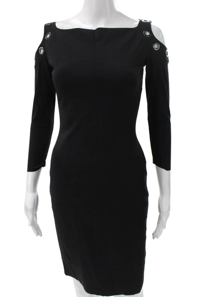 Chiara Boni La Petite Robe Womens Sheath Dress Black 3/4 Sleeve Size 40