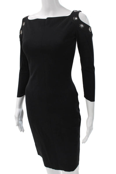 Chiara Boni La Petite Robe Womens Sheath Dress Black 3/4 Sleeve Size 40