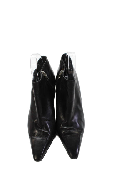 Lambertson Truex Womens Leather Pointed Toe Zip Up Ankle Boots Black Size 39 9