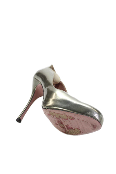 RED Valentino Womens Leather High Heel Pumps Gold Size 38 8