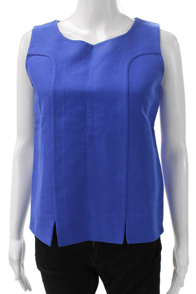 Marni Women Basic Sleeveless Cotton Round Neck Blouse Blue Size 38