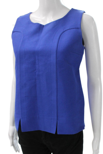 Marni Women Basic Sleeveless Cotton Round Neck Blouse Blue Size 38