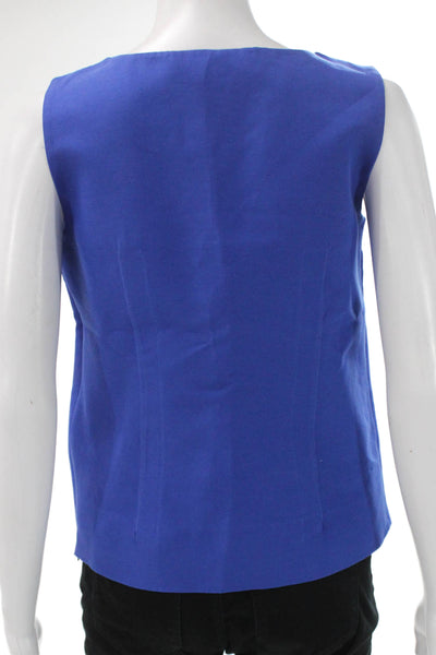 Marni Women Basic Sleeveless Cotton Round Neck Blouse Blue Size 38