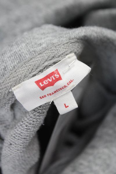 Levis Unisex Adults Pullover Hoodie Gray Cotton Crew Neck Size L