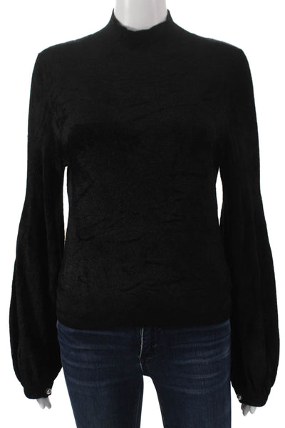 ALC Womens Pullover Black Viscose Mock Neck Long Sleeve Size M