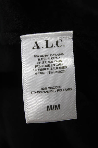 ALC Women Maxi Skirt Black Viscose Pull On Long Size M