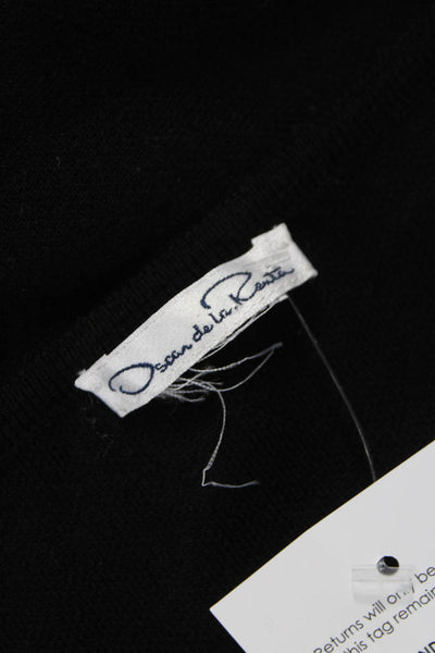 Oscar de la Renta Women Maxi Dress Black Wool Long Sleeve Round Neck Size M