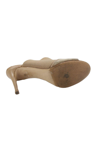 Gianvito Rossi Women's Open Toe Leather Mules Sandals Beige Size 38.5