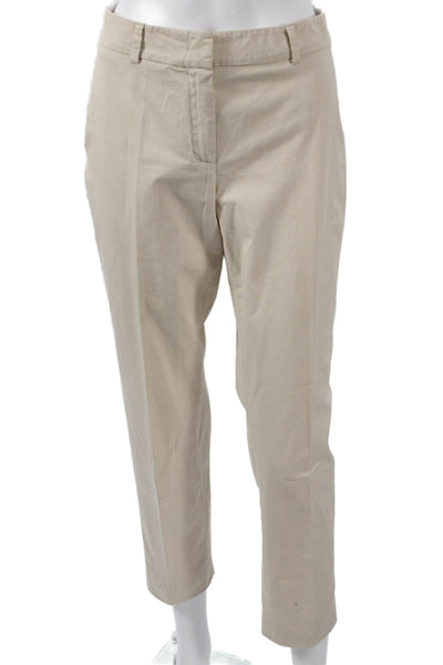 Weekend Max Mara Women Chino Pants Beige Cotton Zip Size 6