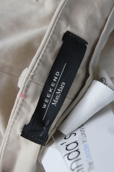 Weekend Max Mara Women Chino Pants Beige Cotton Zip Size 6