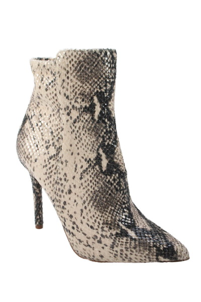 Jessica Simpson Womens Snakeskin Print Ankle Boots Beige Black Size 9.5 Medium