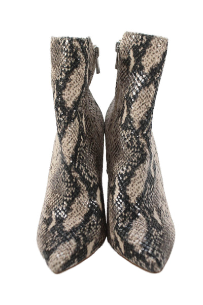 Jessica Simpson Womens Snakeskin Print Ankle Boots Beige Black Size 9.5 Medium