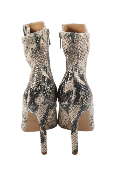 Jessica Simpson Womens Snakeskin Print Ankle Boots Beige Black Size 9.5 Medium