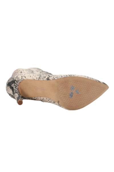 Jessica Simpson Womens Snakeskin Print Ankle Boots Beige Black Size 9.5 Medium