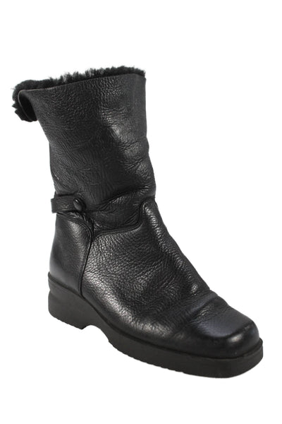Santana Canada Womens Leather Pull On Ankle Boots Black Size 8