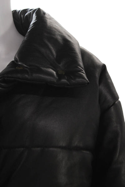 Nanushka Womens Black Puffer Jacket Snap Closure Long Sleeve Size L