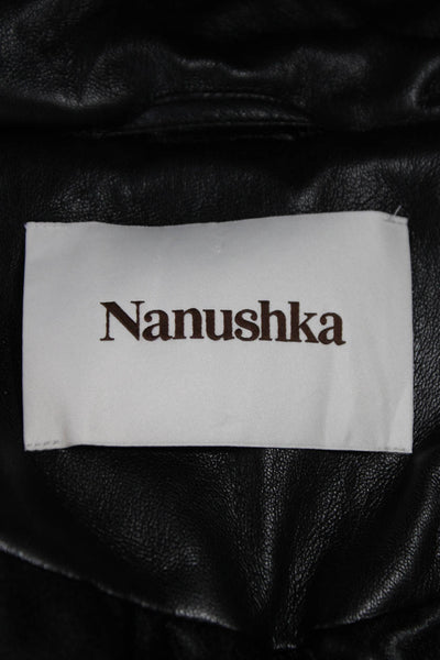 Nanushka Womens Black Puffer Jacket Snap Closure Long Sleeve Size L