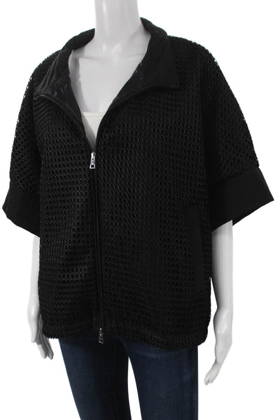 Landi Women Basic Jacket Black Zip 3/4 Sleeve Size 2